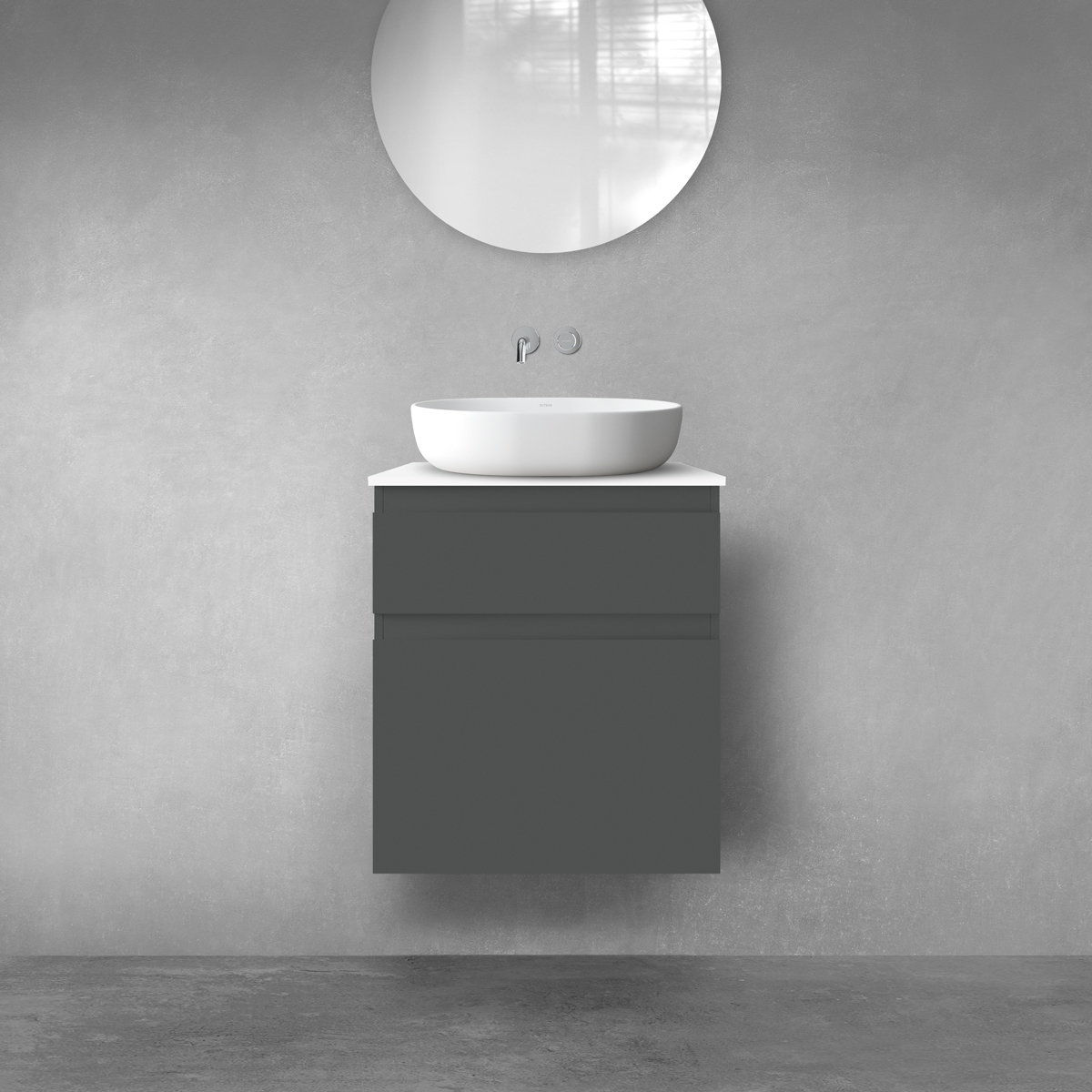 Oltens Vernal zestaw mebli łazienkowych 60 cm z blatem grafit mat/biały połysk 68226400 - Wysyłka w 24h