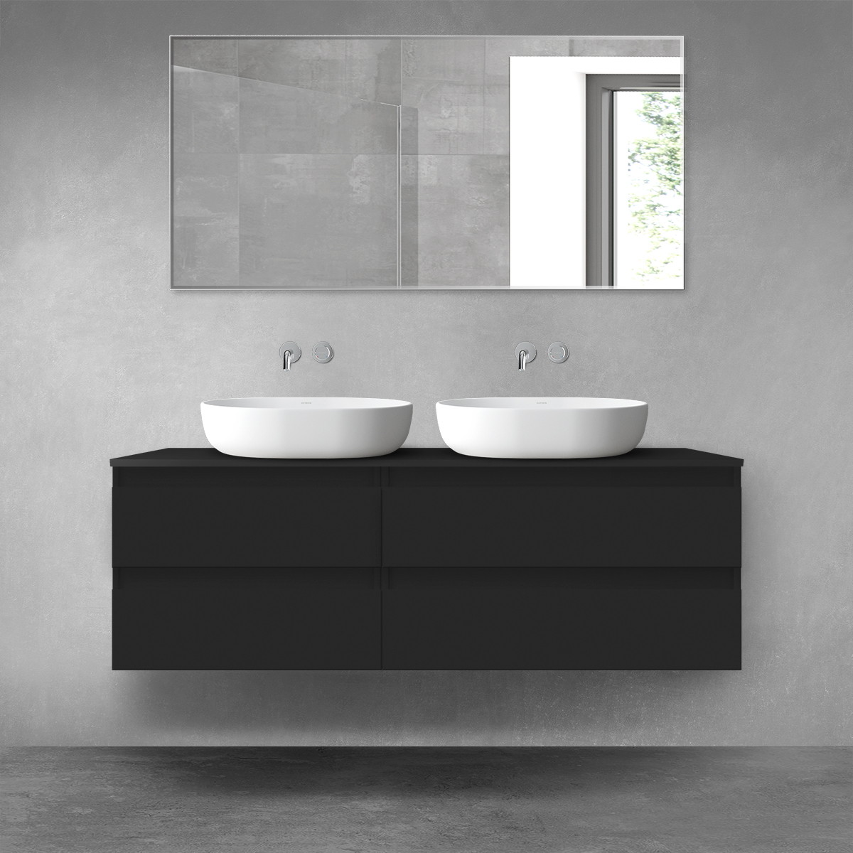 Oltens Vernal zestaw mebli łazienkowych 140 cm z blatem czarny mat 68257300 - Wysyłka w 24h