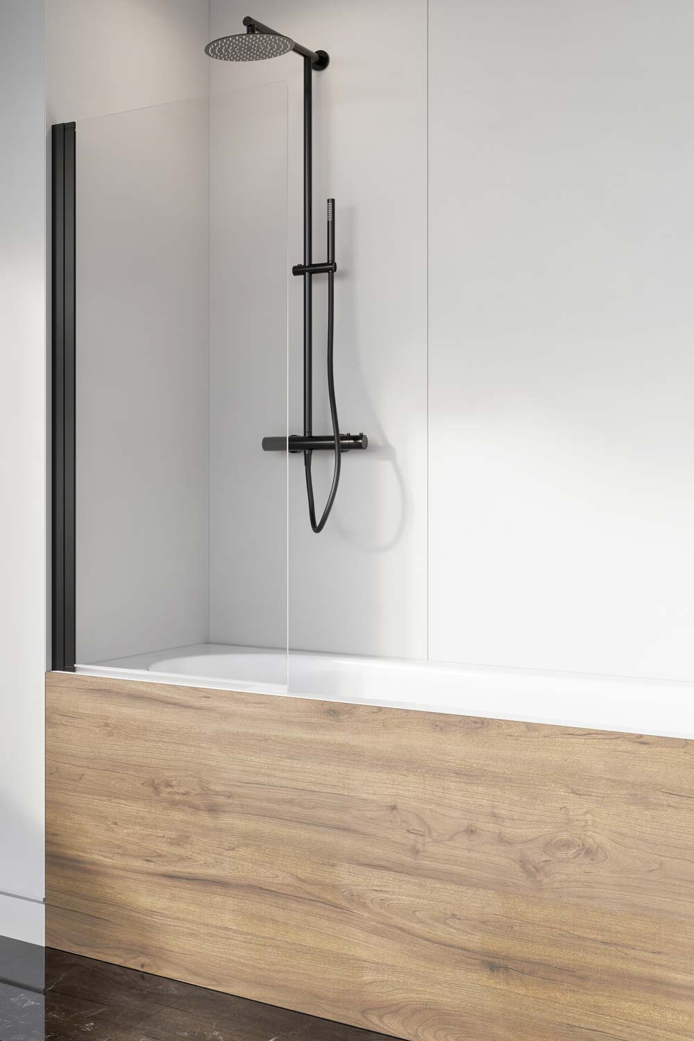 Radaway Nes Black PNJ parawan nawannowy 80 cm lewy czarny mat/szkło przezroczyste 10011080-54-01L