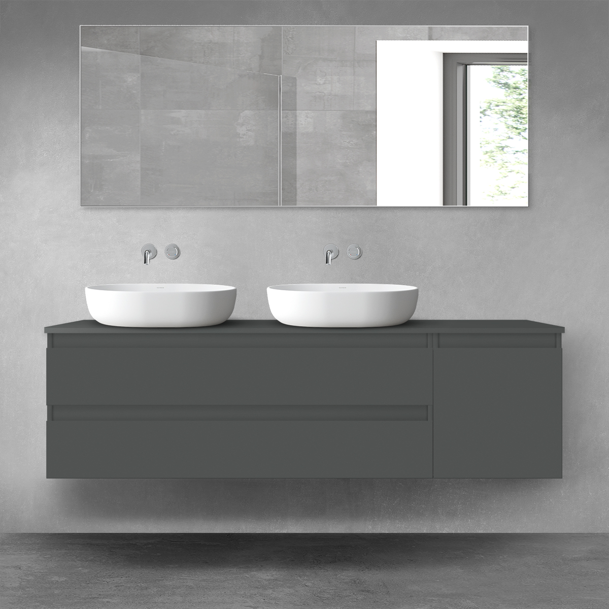 Oltens Vernal zestaw mebli łazienkowych 160 cm z blatem grafit mat 68479400 - Wysyłka w 24h
