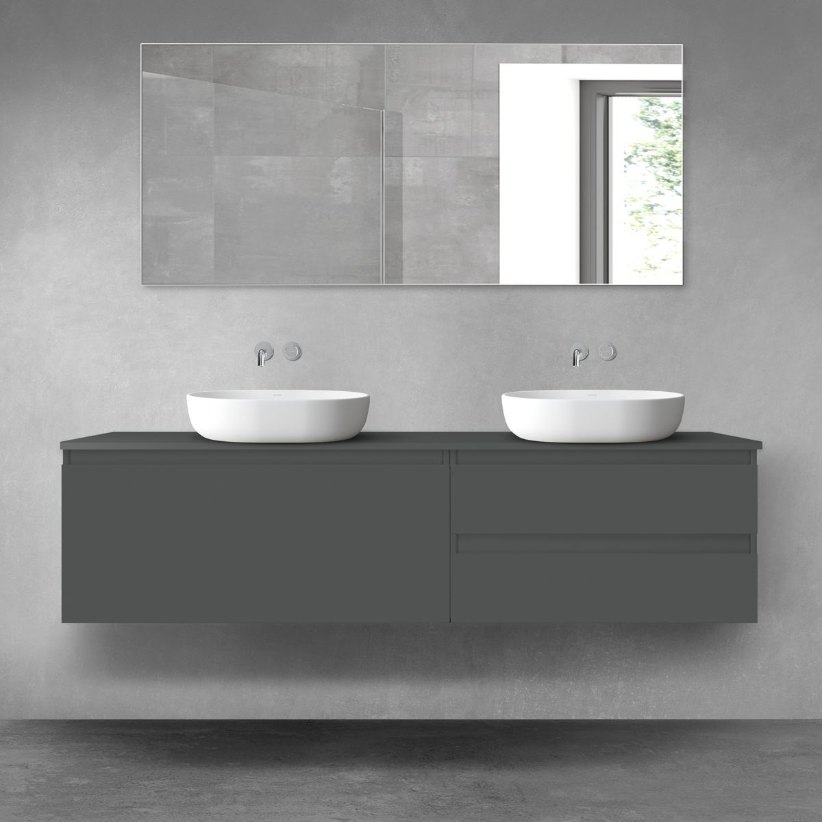 Oltens Vernal zestaw mebli łazienkowych 180 cm z blatem grafit mat 68553400 - Wysyłka w 24h