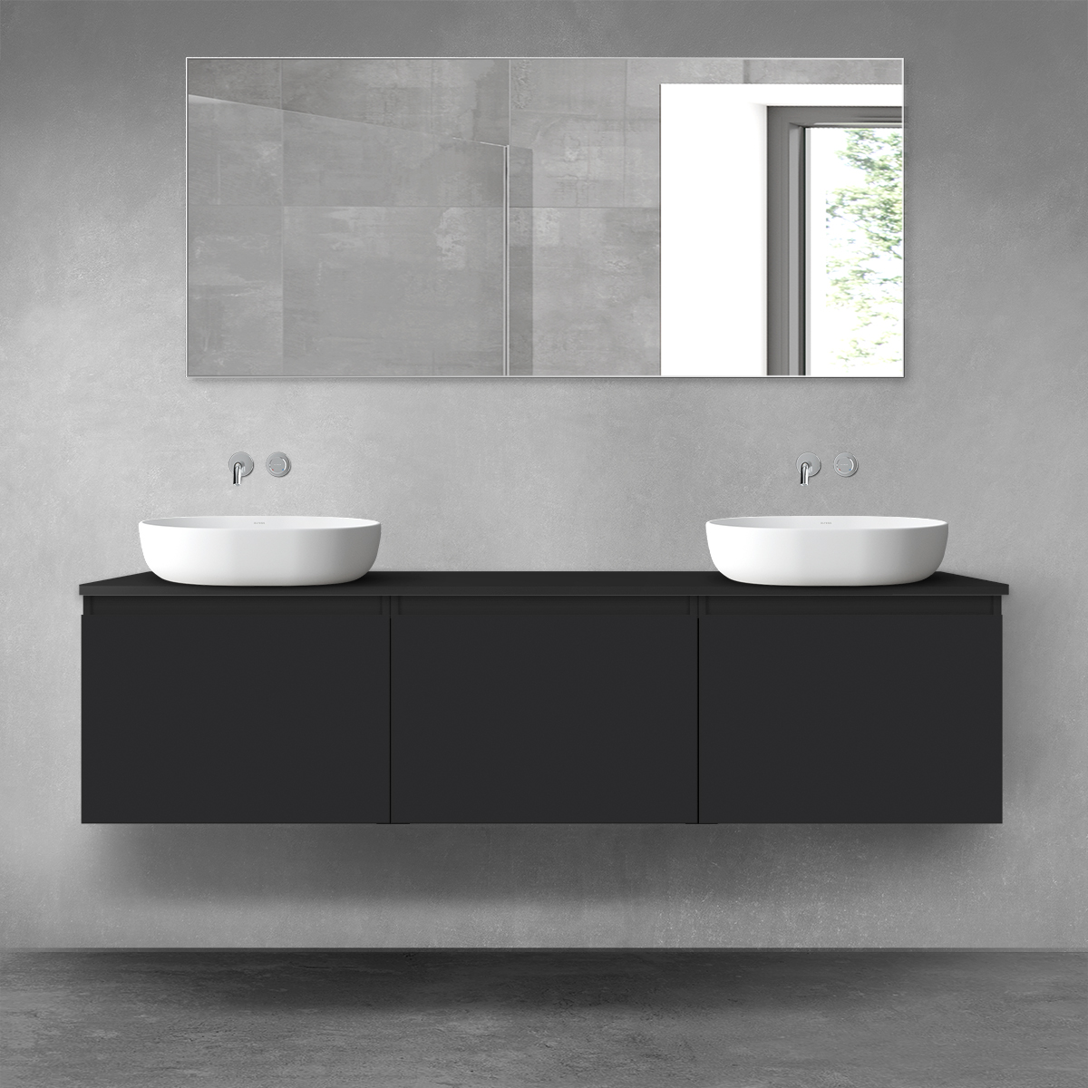 Oltens Vernal zestaw mebli łazienkowych 180 cm z blatem czarny mat 68549300 - Wysyłka w 24h