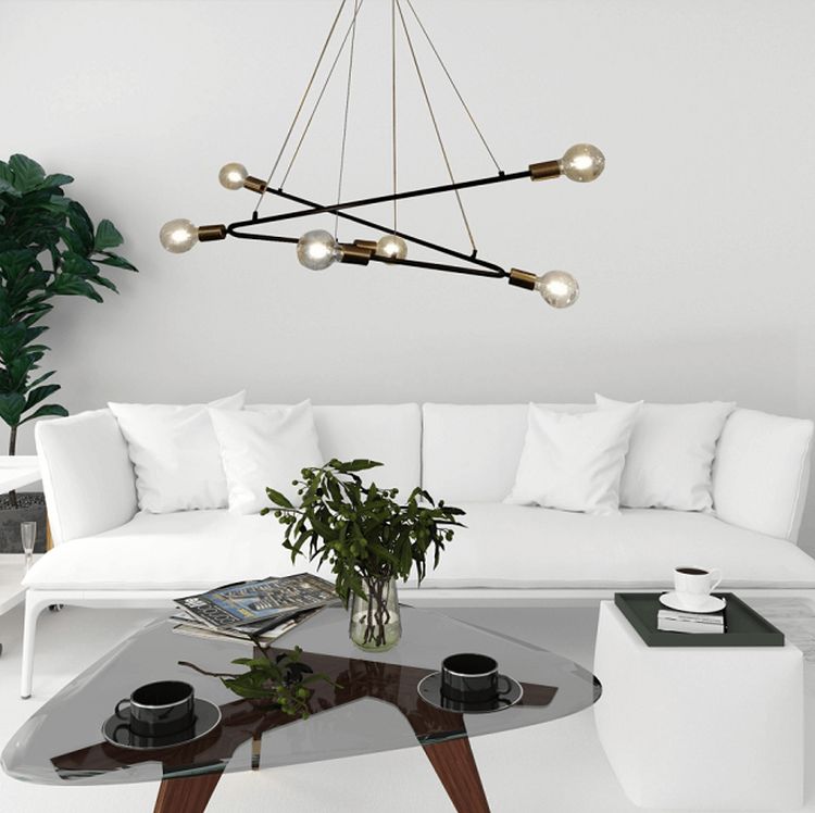 Light Prestige Estrella 6 lampa wisząca 6x40W czarna/złota LP-075/6PBK