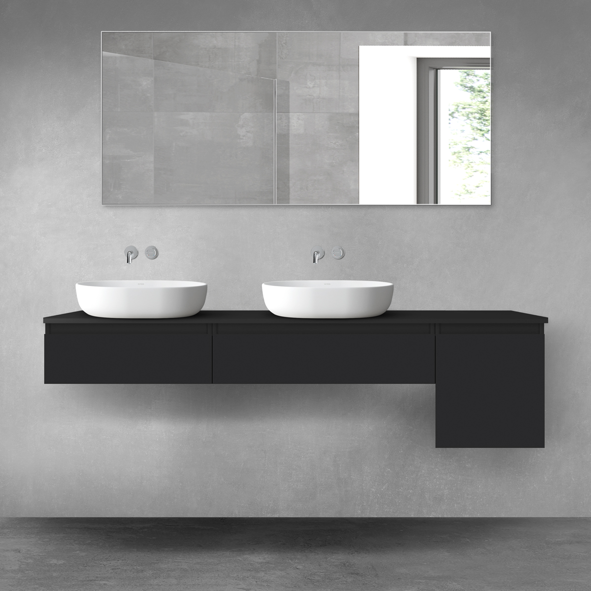 Oltens Vernal zestaw mebli łazienkowych 180 cm z blatem czarny mat 68517300 - Wysyłka w 24h