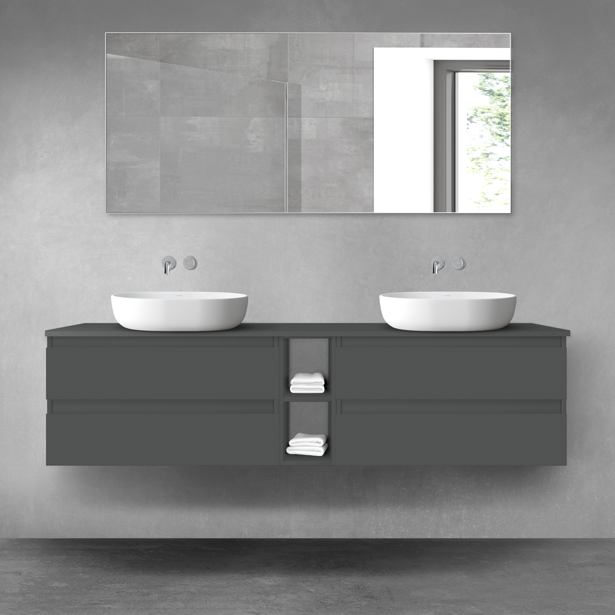 Oltens Vernal zestaw mebli łazienkowych 180 cm z blatem grafit mat 68629400 - Wysyłka w 24h