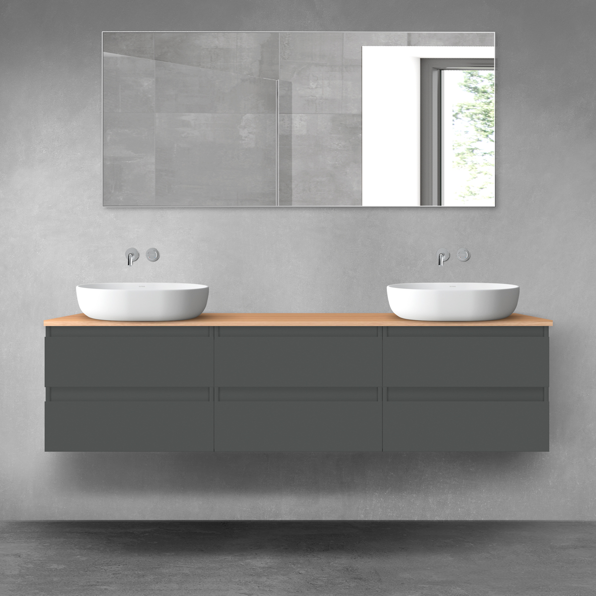 Oltens Vernal zestaw mebli łazienkowych 180 cm z blatem grafit mat/dąb 68496400 - Wysyłka w 24h
