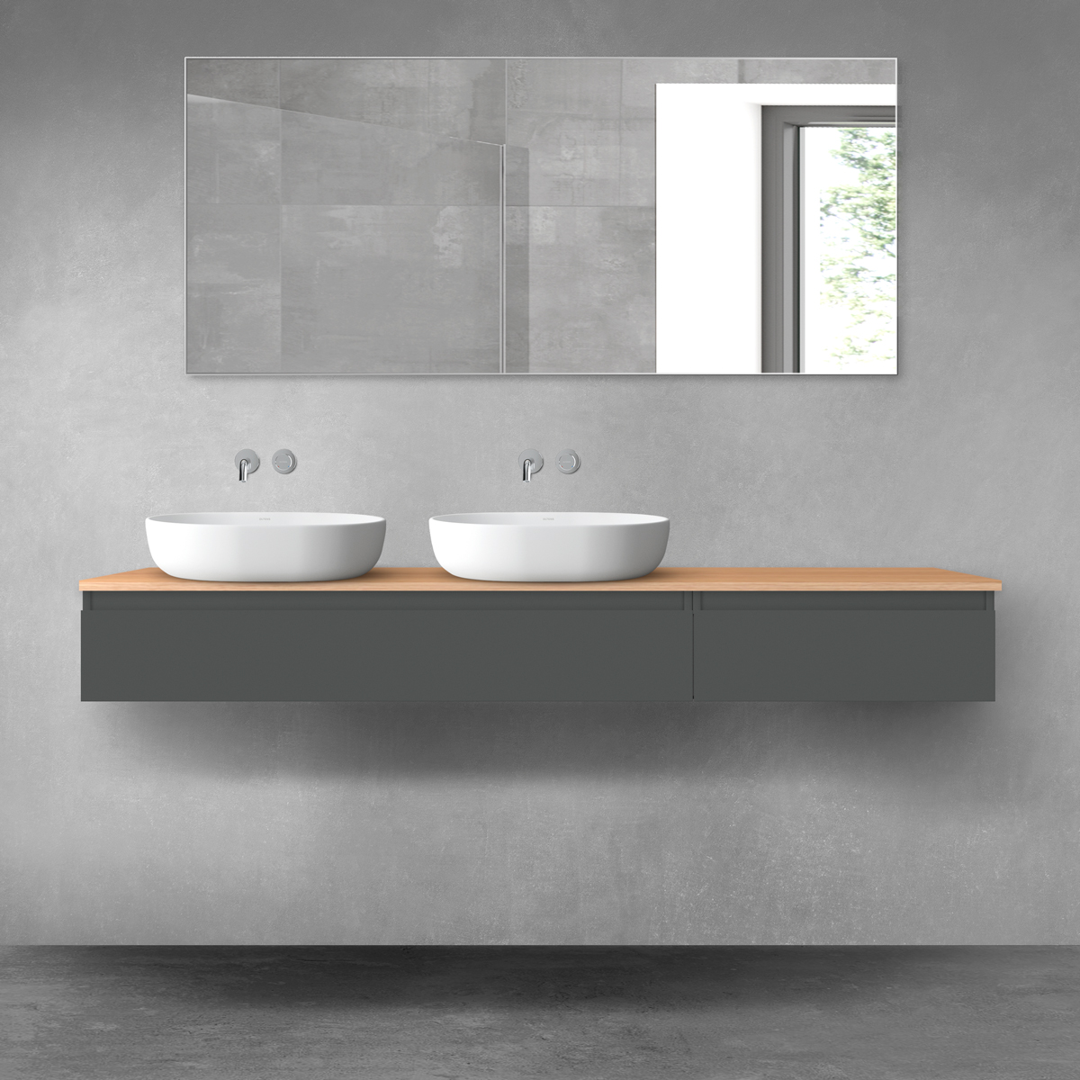 Oltens Vernal zestaw mebli łazienkowych 180 cm z blatem grafit mat/dąb 68601400 - Wysyłka w 24h