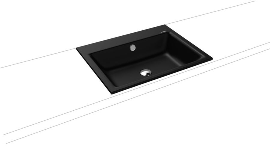 Kaldewei Puro umywalka 60x46 cm wpuszczana prostokątna model 3151 z powierzchnią uszlachetnioną czarny mat 900106013676