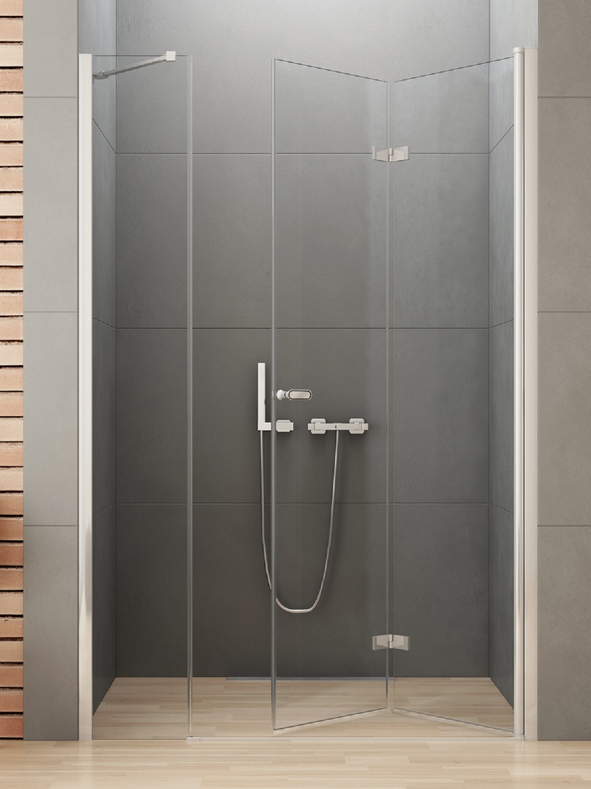 New Trendy New Soleo drzwi prysznicowe 110 cm składane prawe chrom połysk/szkło przezroczyste D-0152A/D-0094B