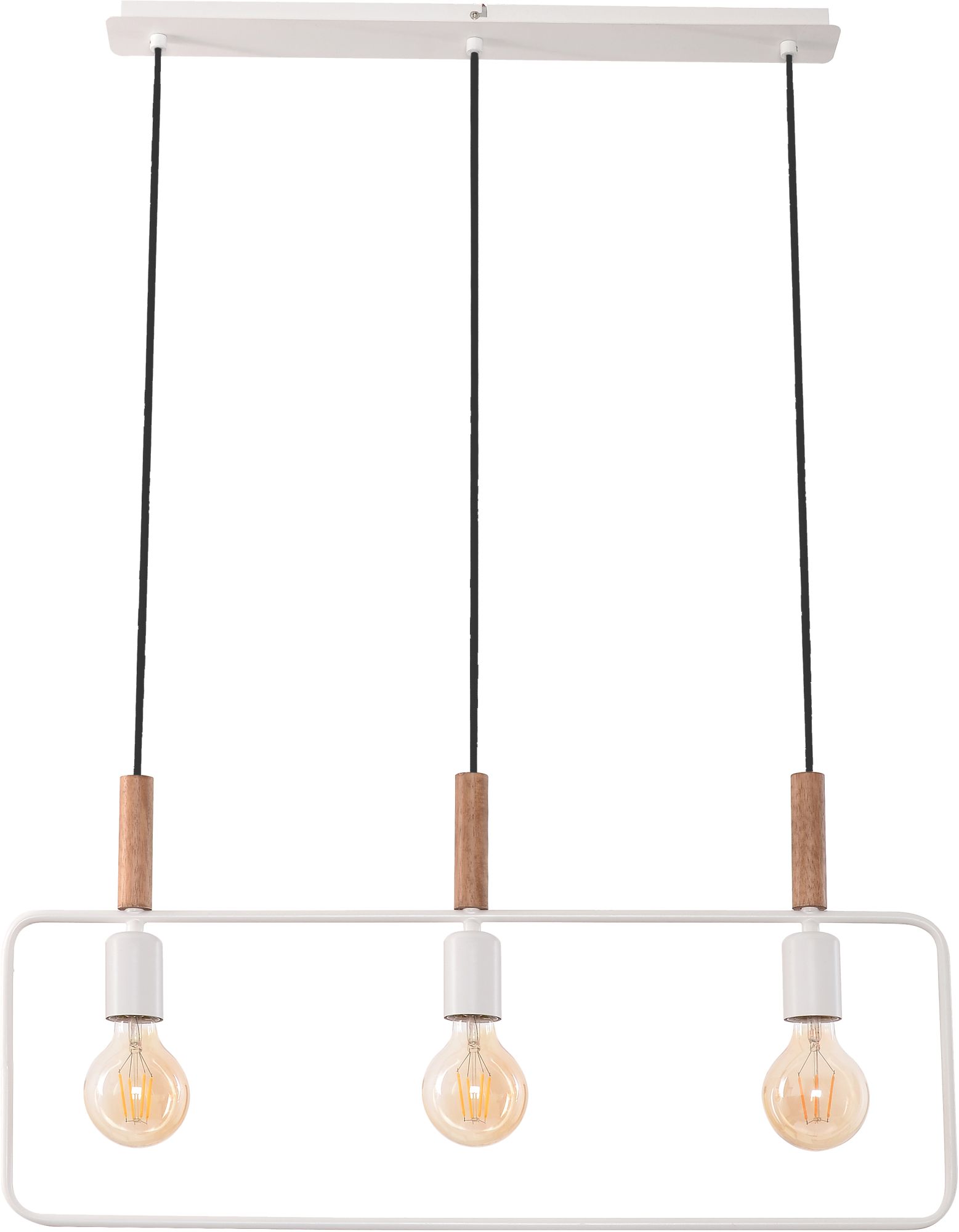 Candellux Frame lampa wisząca 3x60W biała/drewno 33-73532