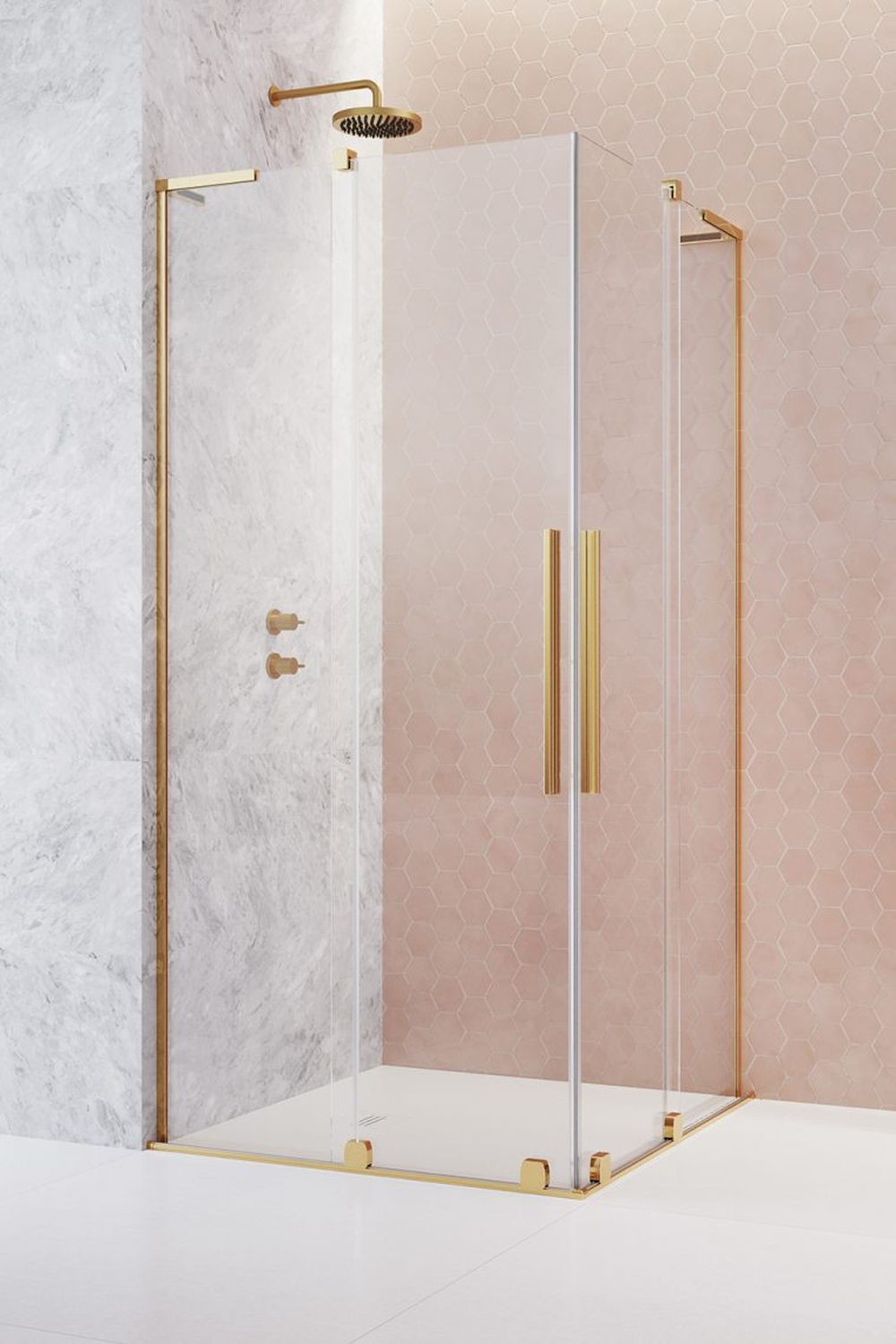 Radaway Furo SL Gold KDD kabina prysznicowa część prawa 100x100 cm kwadratowa 10305100-09-01R