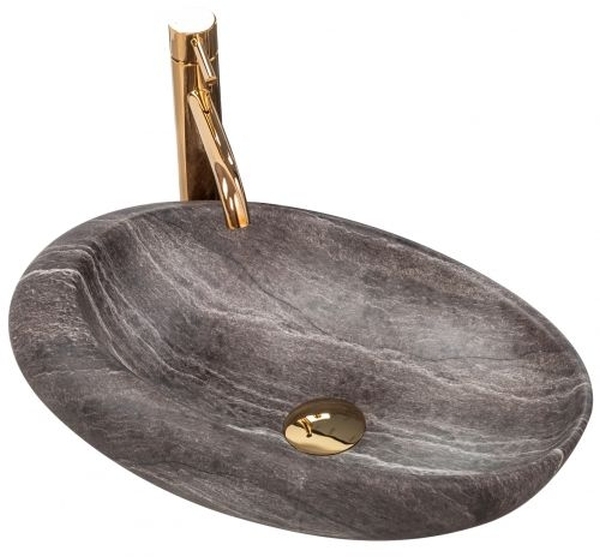 Rea Roxy A Stone umywalka 49x31 cm nablatowa owalna imitacja kamienia/szary REA-U6649