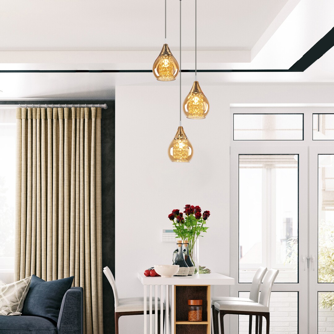 Rabalux Cassandra lampa wisząca 3x40W chrom/bursztynowy 6659 - Wysyłka w 24h