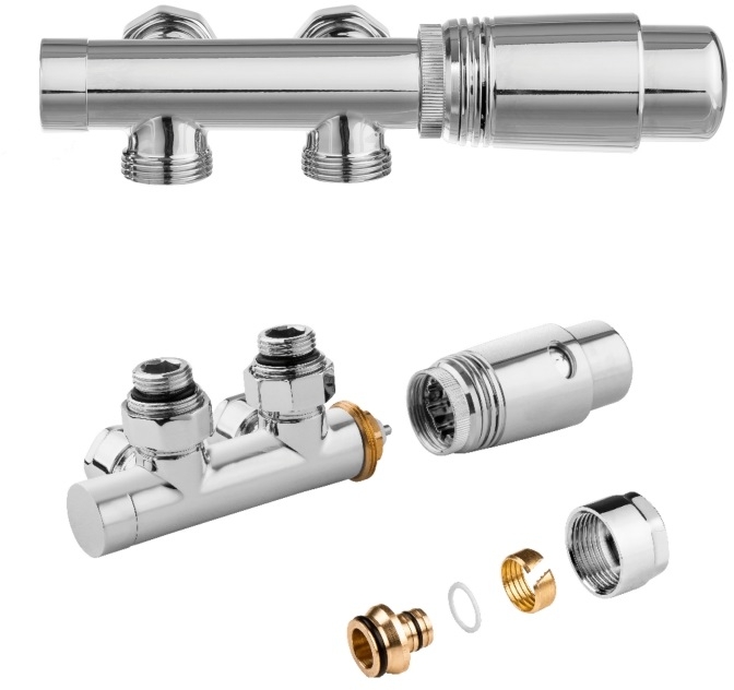 Invena PROV zestaw do dolnego podłączenia typu duoplex chrom CZ-88-015