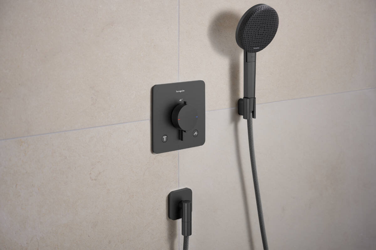 Hansgrohe Ecostat Comfort Q bateria wannowo-prysznicowa podtynkowa z termostatem czarny chrom szczotkowany 33713340