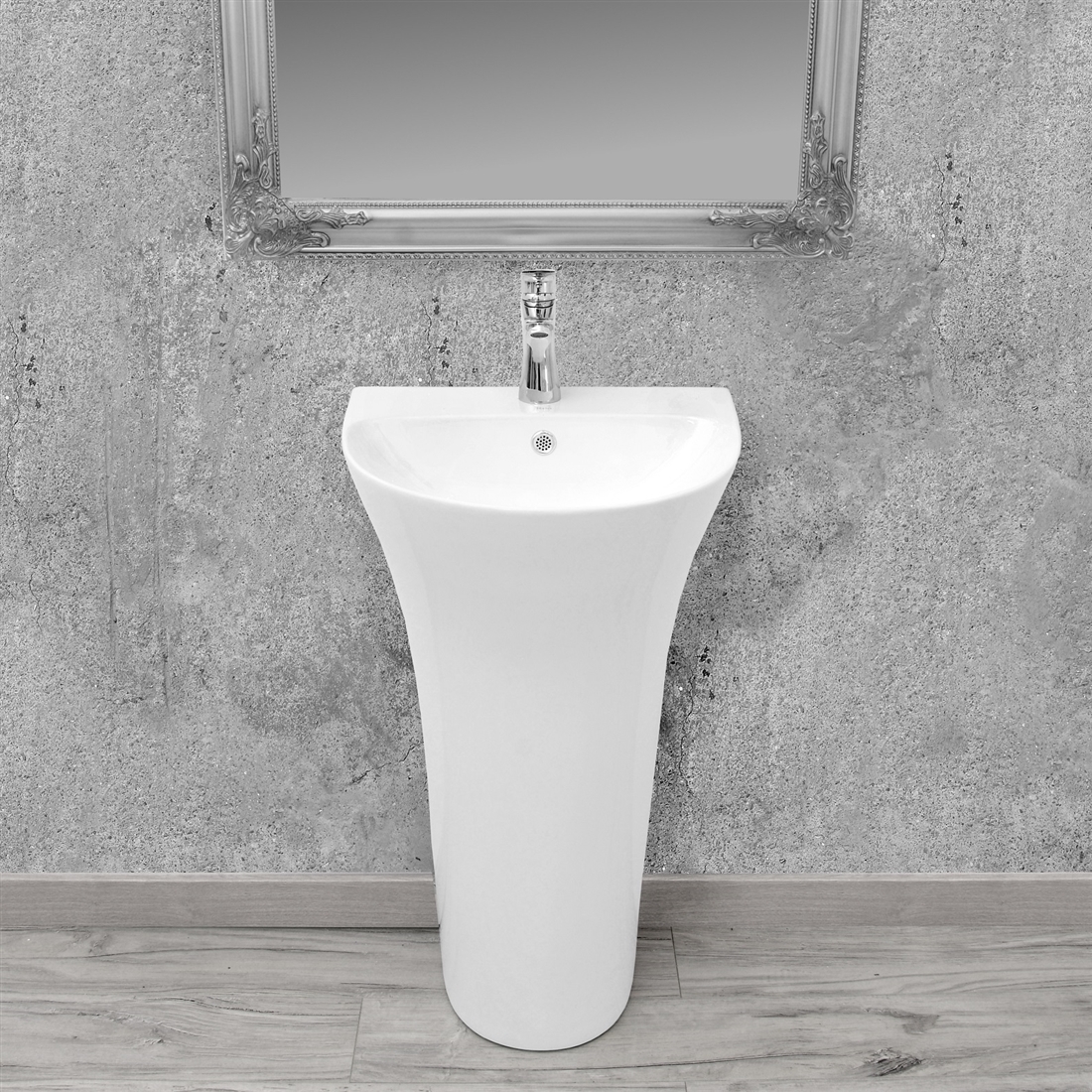 Rea Rita Slim umywalka 48x42 cm półokrągła wolnostojąca biała REA-U9901
