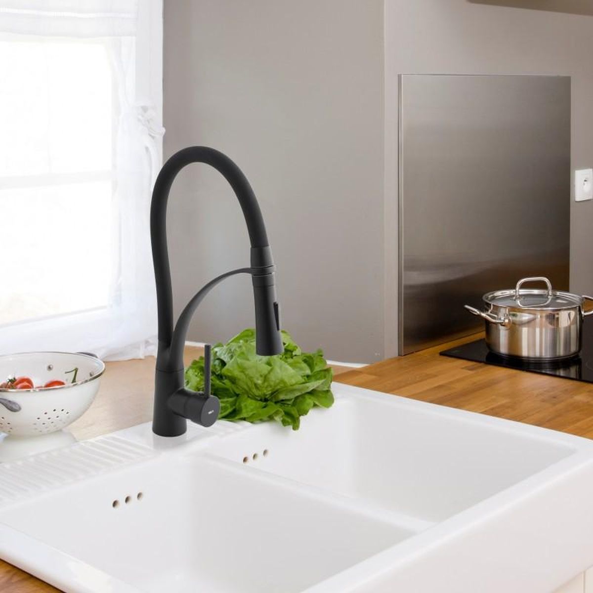 YokaHome Zefir bateria kuchenna stojąca czarny mat BZ.ZEFIR-BLK