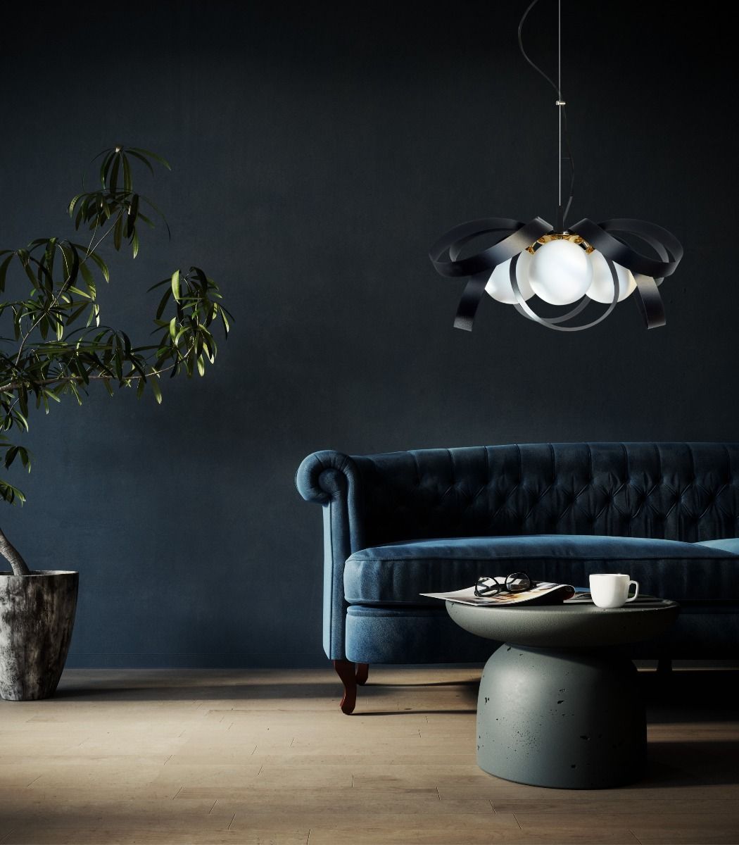Zuma Line Nela lampa wisząca 4x40 W biała-czarna-złota 1139