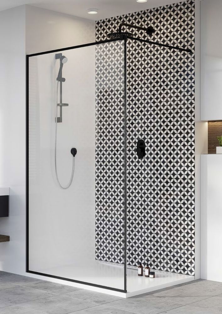 Radaway Modo New Black II Frame Walk-In ścianka prysznicowa 100 cm wolnostojąca czarny mat/szkło Frame 389104-54-56