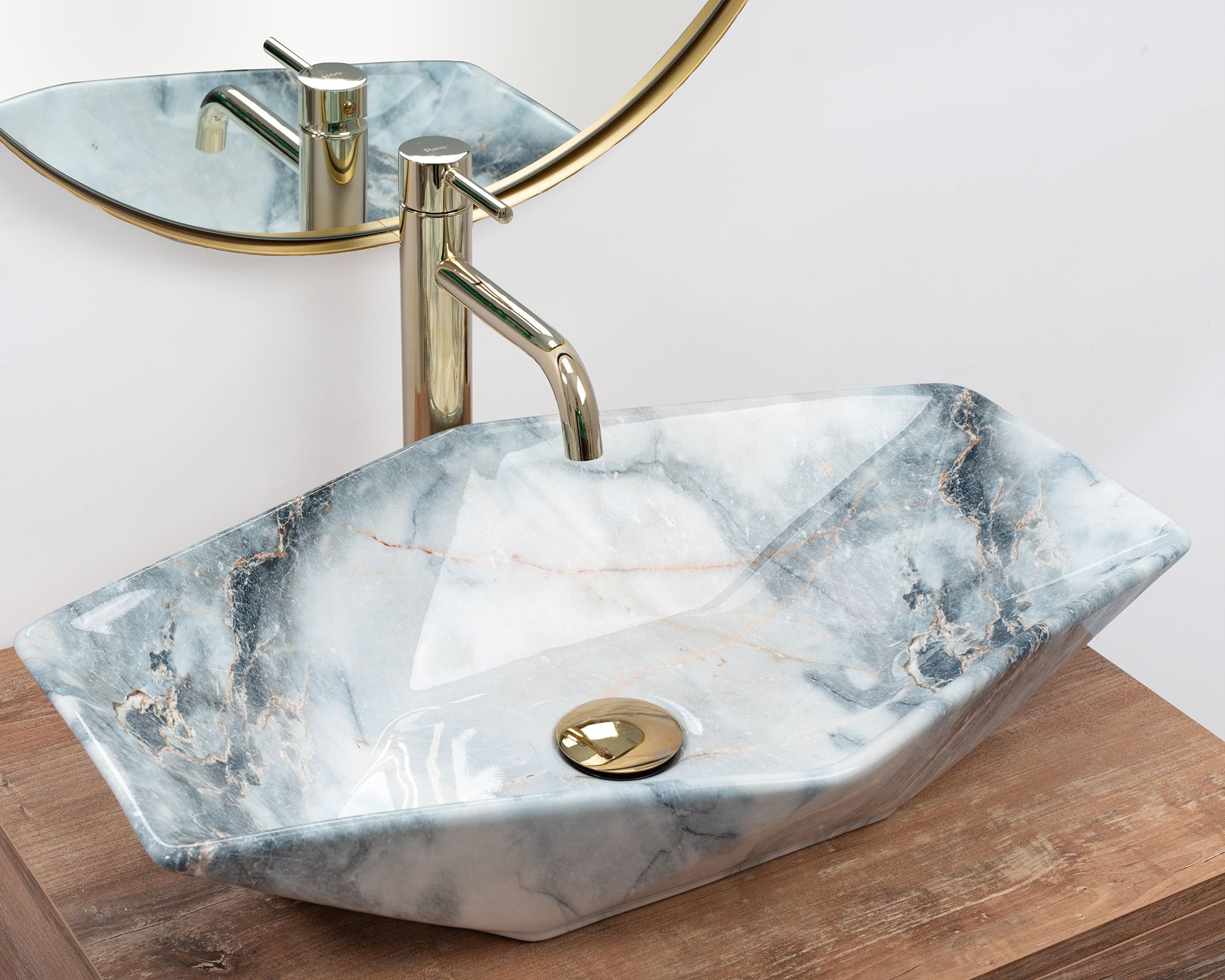 Rea Vegas Granit umywalka 57x37 cm nablatowa szara błyszcząca REA-U5602 - Wysyłka w 24h