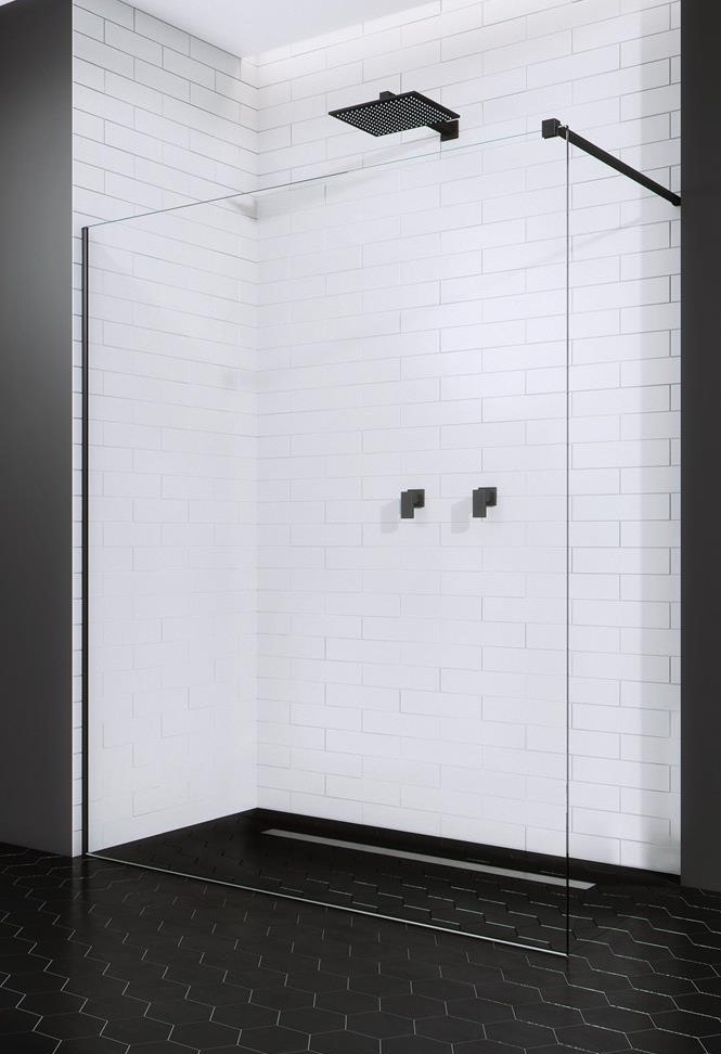 Radaway Modo X Black II Walk-In ścianka prysznicowa 85 cm wolnostojąca czarny mat/szkło przezroczyste 389285-54-01