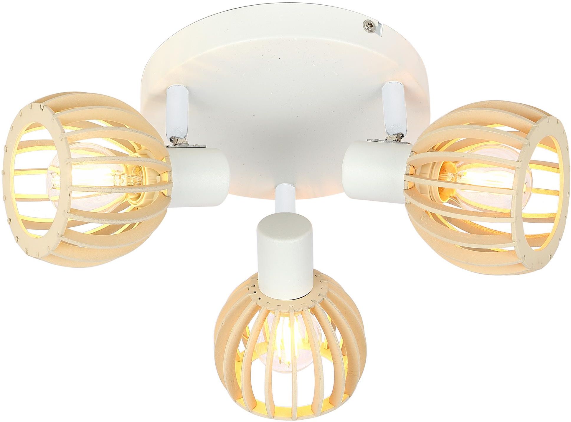 Candellux Atarri lampa podsufitowa 3x25W biały/drewno 98-68118