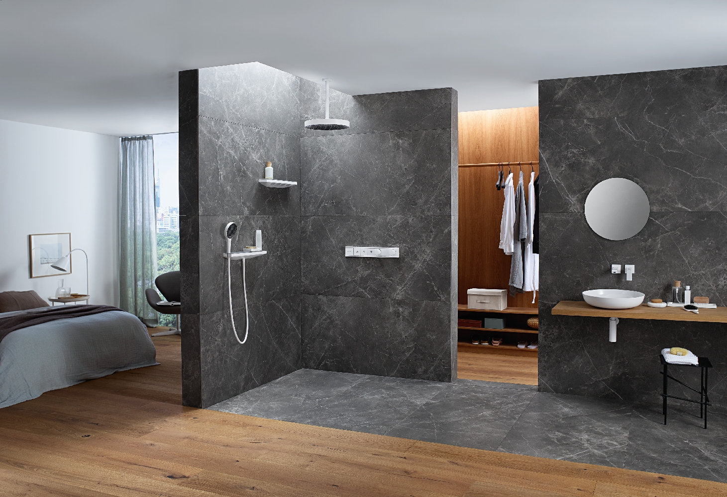 Hansgrohe RainSelect bateria wannowo-prysznicowa podtynkowa czarny chrom szczotkowany 15381340