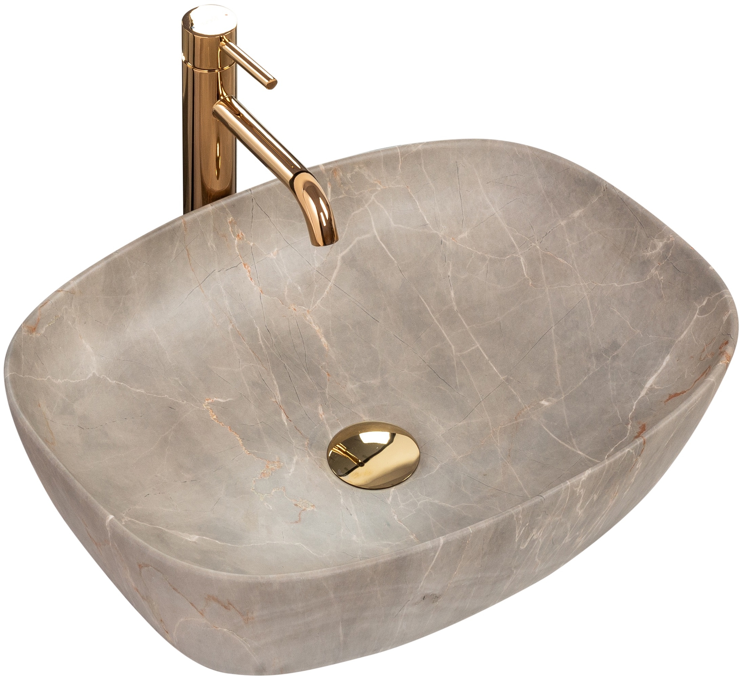 Rea Freja Beige umywalka 51x39 cm nablatowa prostokątna imitacja kamienia REA-U6647