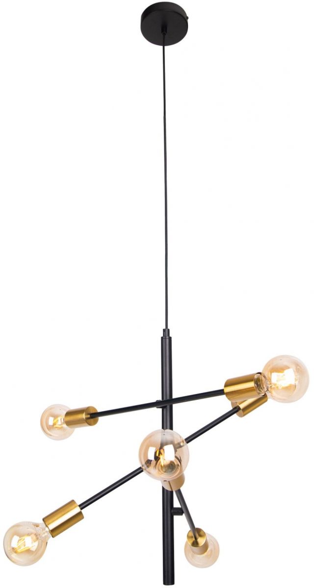 MaxLight Todi lampa wisząca 6x40W czarny/złoty P0397