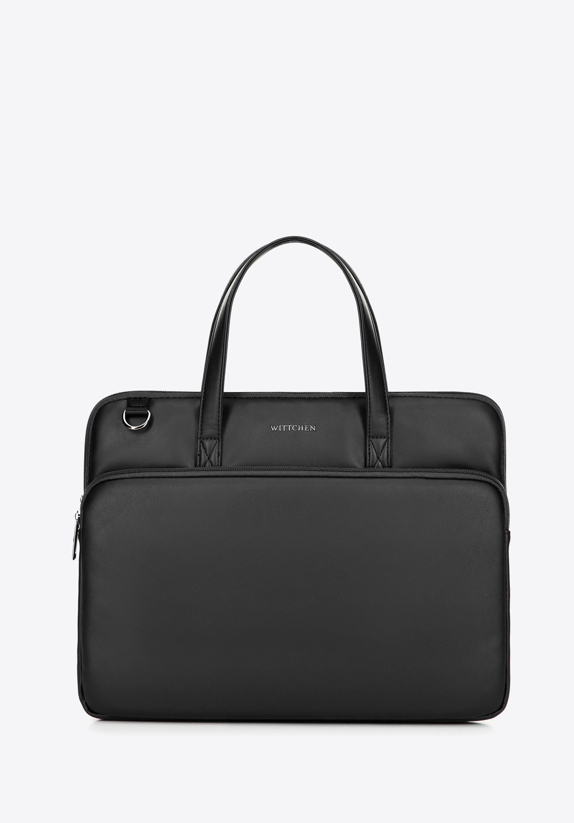 Męska torba na laptopa 16” z imitacji skóry czarna