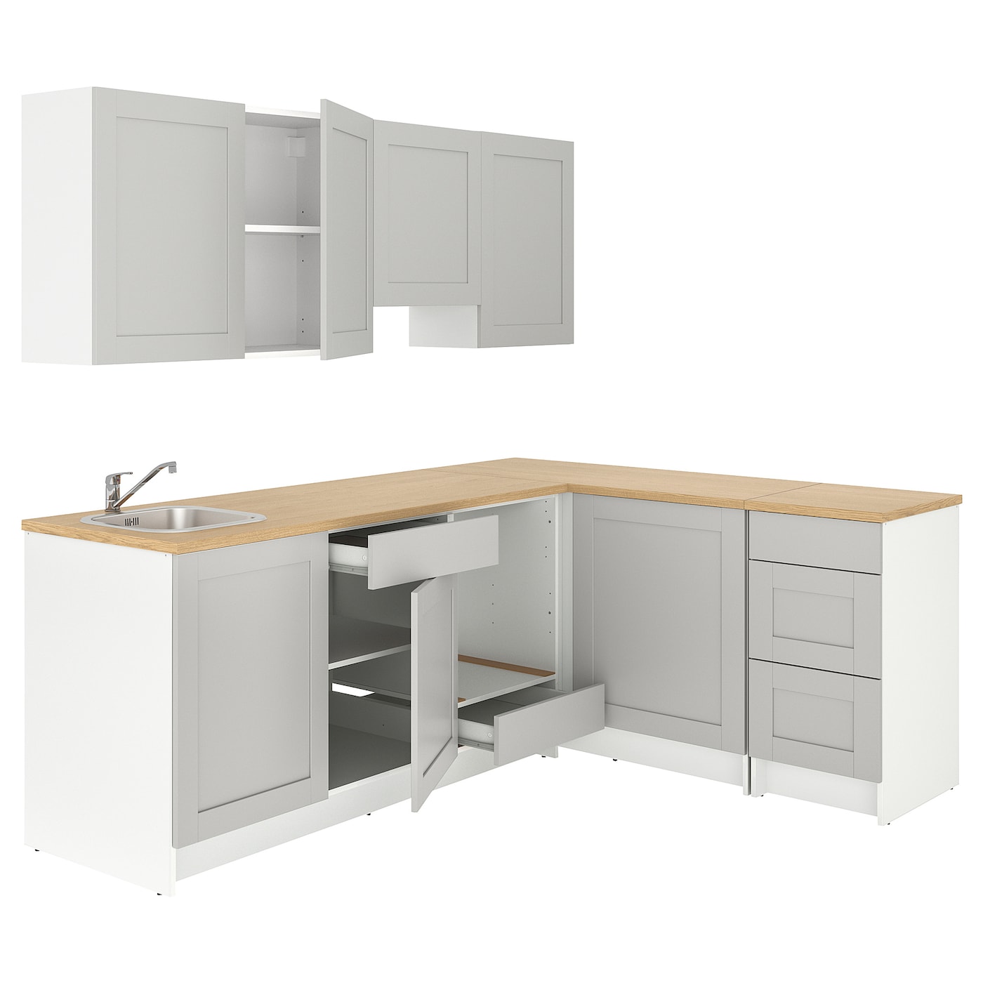 IKEA KNOXHULT kuchnia narożna, szary, 243x164x220 cm