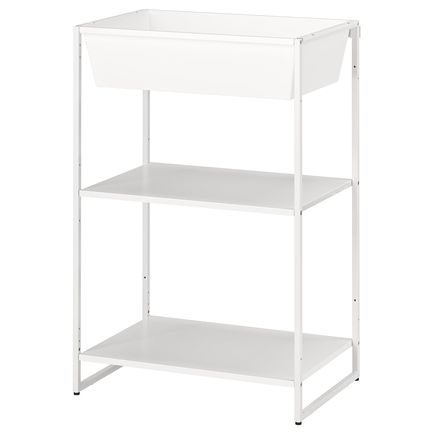 IKEA JOSTEIN regał z pojemnikiem, do wewnątrz/na zewnątrz/metal biały, 61x40x90 cm
