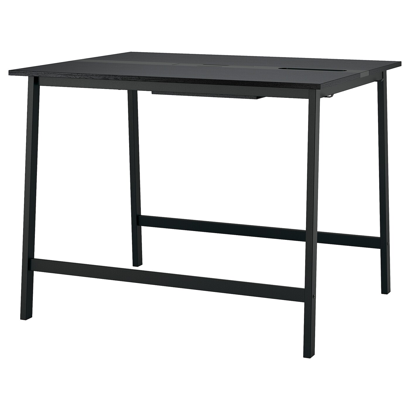 IKEA MITTZON stół konferencyjny, okl jesionowa bejcowana na czarno/czarny, 140x108x105 cm