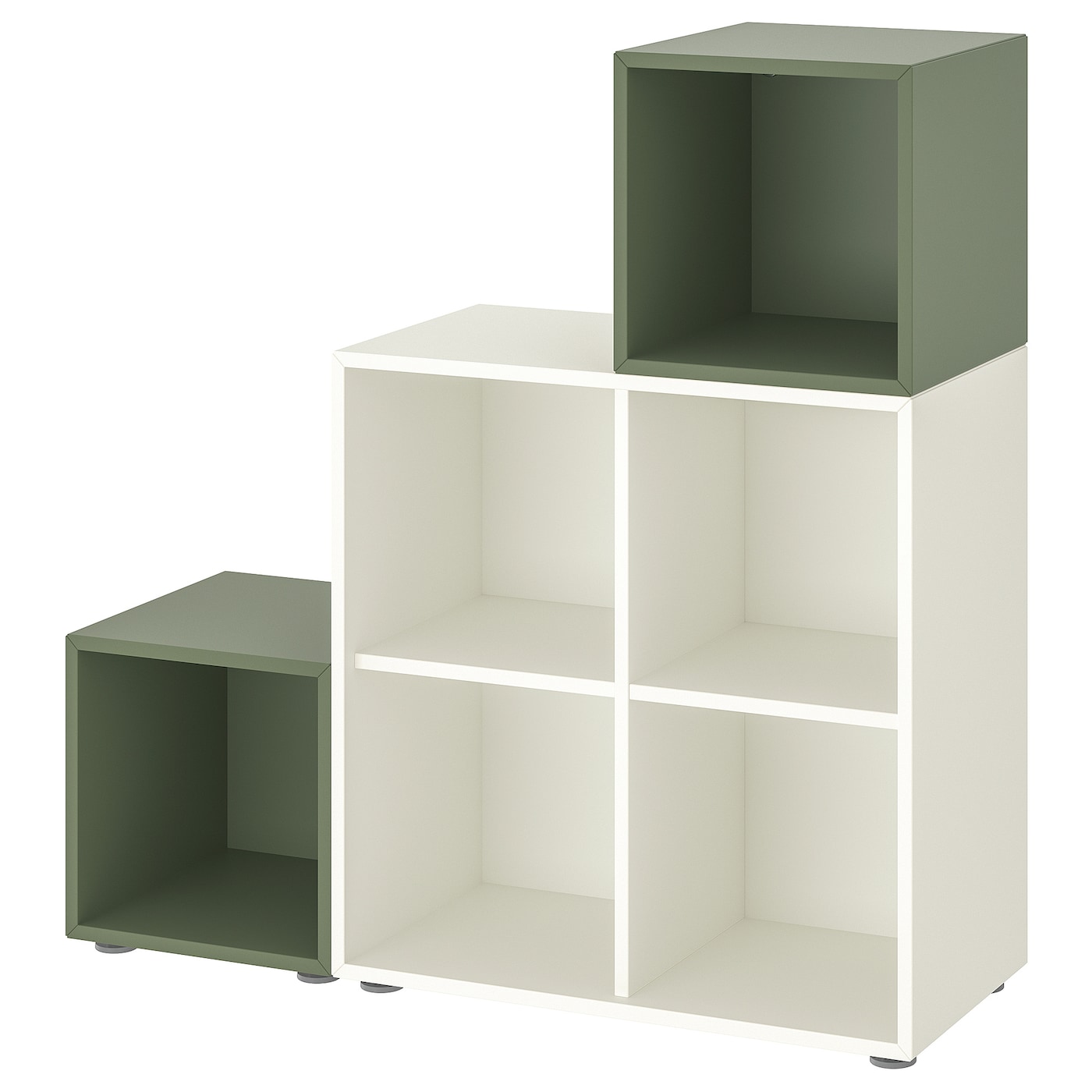 IKEA EKET kombinacja szafek ze stopkami, biały/szarozielony, 105x35x107 cm