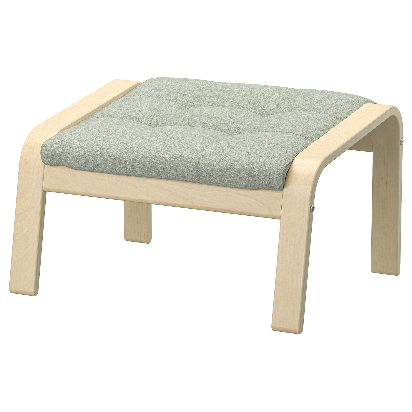 IKEA POÄNG podnóżek, okl brzoz/Gunnared jasnozielony, Szerokość: 68 cm