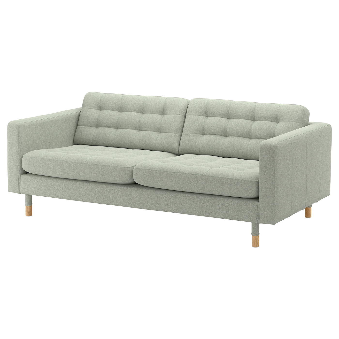 IKEA LANDSKRONA sofa 3-osobowa, Gunnared jasnozielony/drewno, Szerokość: 204 cm