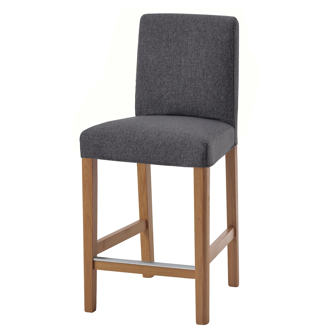 IKEA BERGMUND Stołek barowy z oparciem, imit. dębu/Gunnared średnioszary, 62 cm