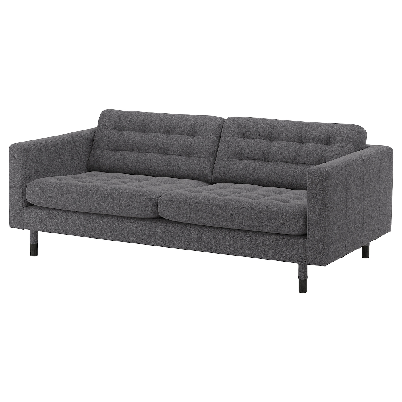IKEA LANDSKRONA sofa 3-osobowa, Gunnared ciemnoszary/drewno/czarny, Szerokość: 204 cm