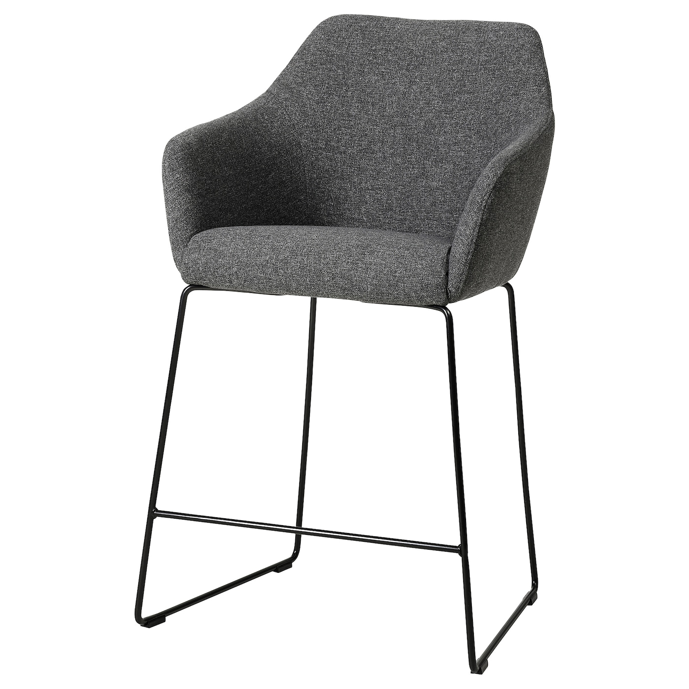 IKEA TOSSBERG Stołek barowy z oparciem, metal czarny/Gunnared ciemnoszary, Przetestowano dla: 100 kg