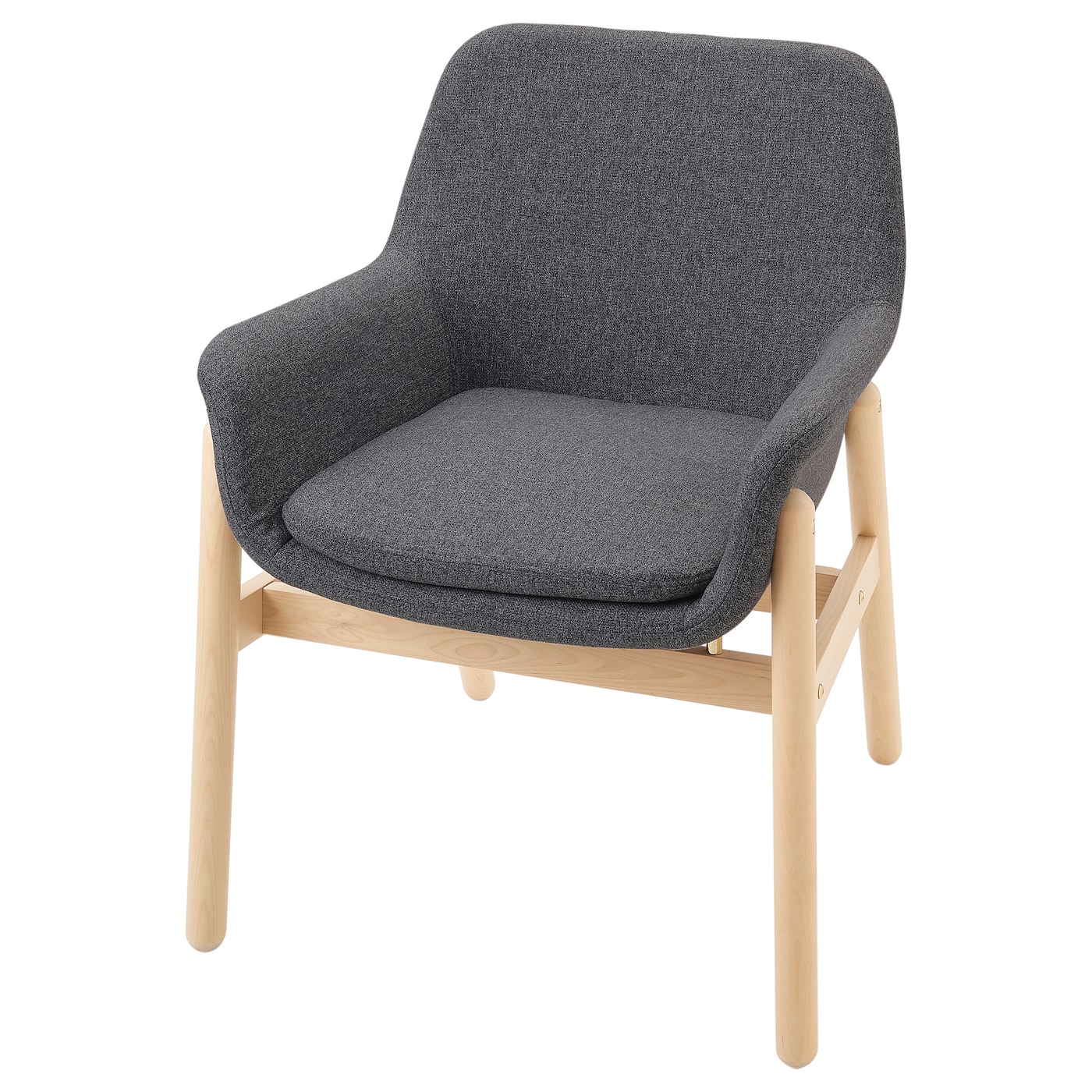 IKEA VEDBO krzesło z podłokietnikami, brzoza/Gunnared średnioszary, Przetestowano dla: 110 kg