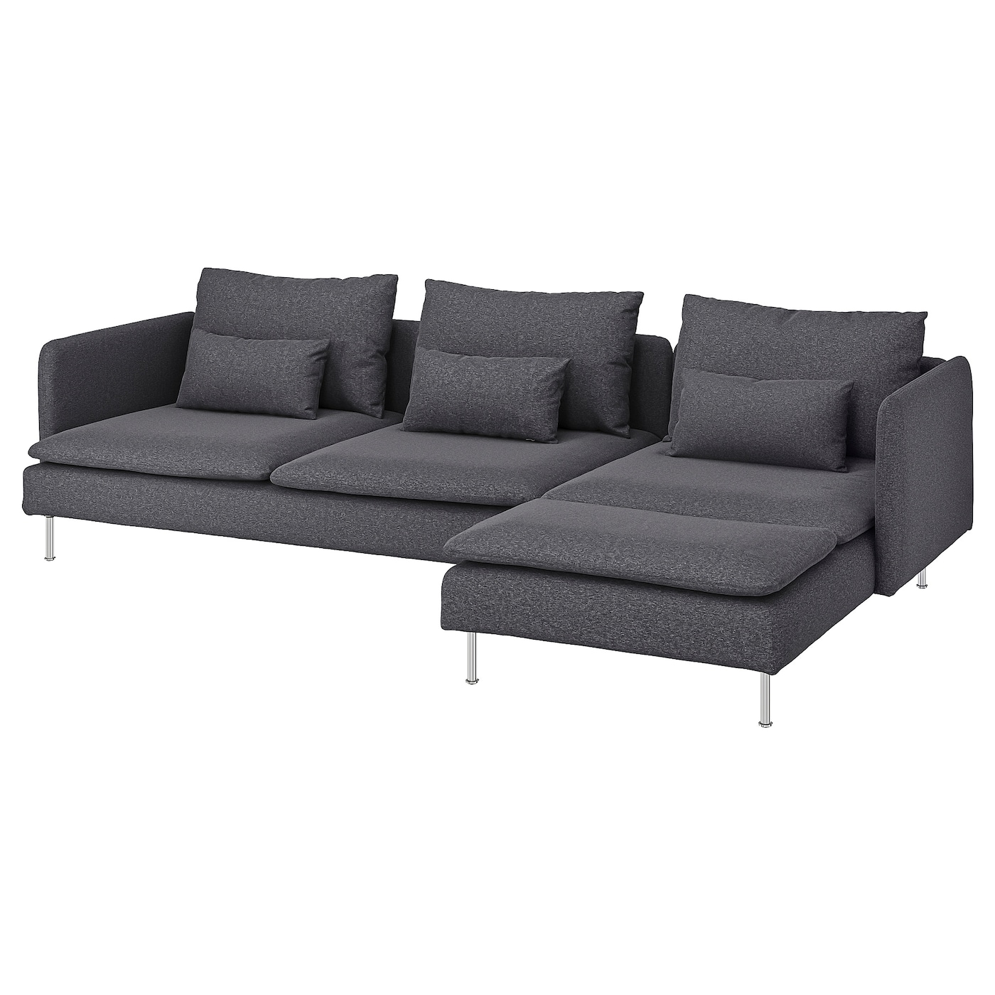 IKEA SÖDERHAMN sofa 4-osobowa z szezlongiem, Gunnared średnioszary, Szerokość: 291 cm