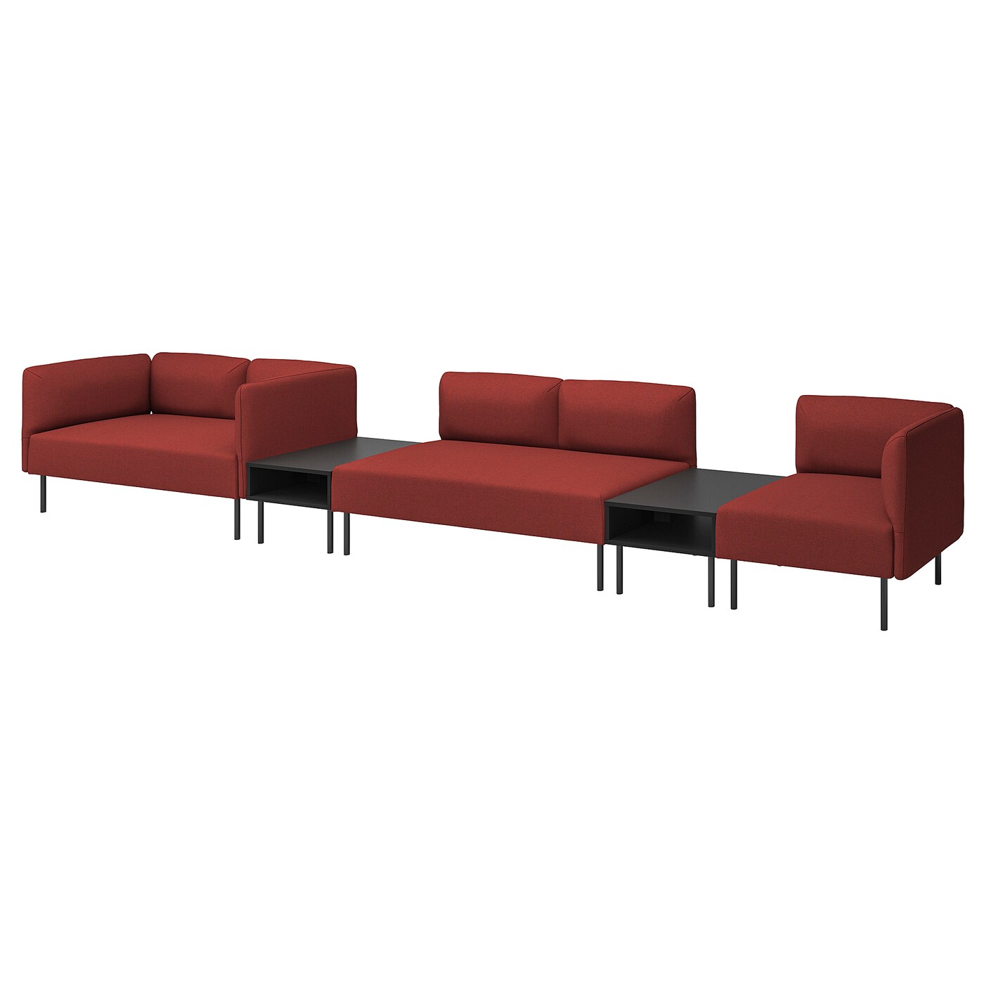 IKEA LILLEHEM 5-os sofa moduł ze stolikiem boczn, Gunnared/brązowoczerwony metal, Szerokość: 472 cm