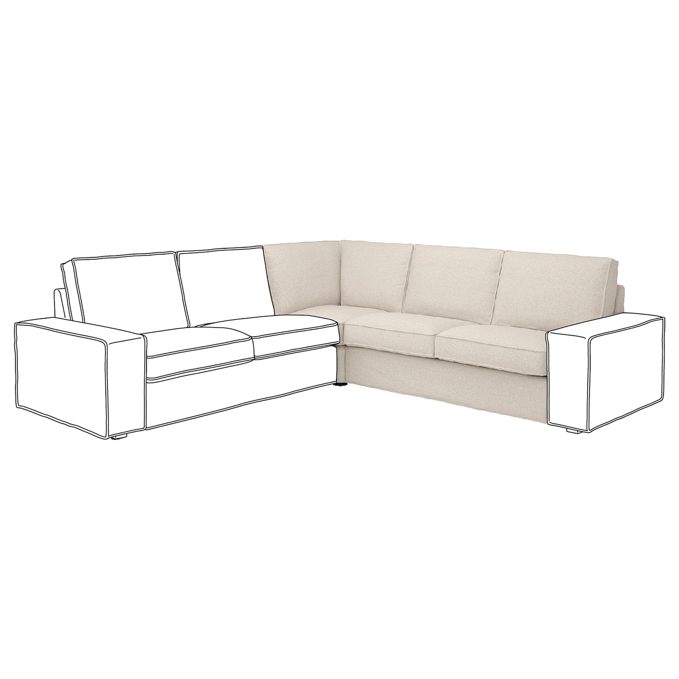IKEA KIVIK sekcja narożna, Gunnared beżowy, Szerokość: 234 cm