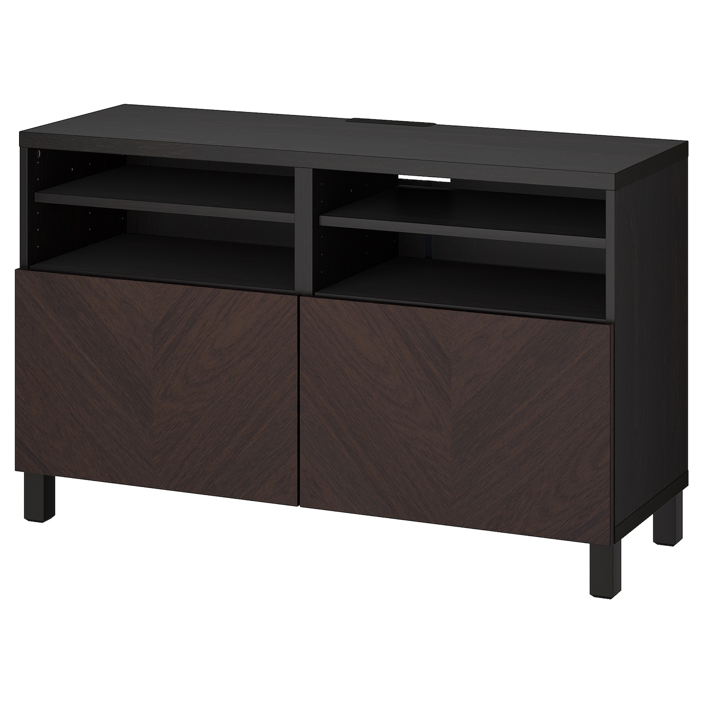IKEA BESTÅ ława TV z drzwiami, czarnybrąz Hedeviken/Stubbarp/ciemnobrązowy bejcowana okleina dębowa, 120x42x74 cm