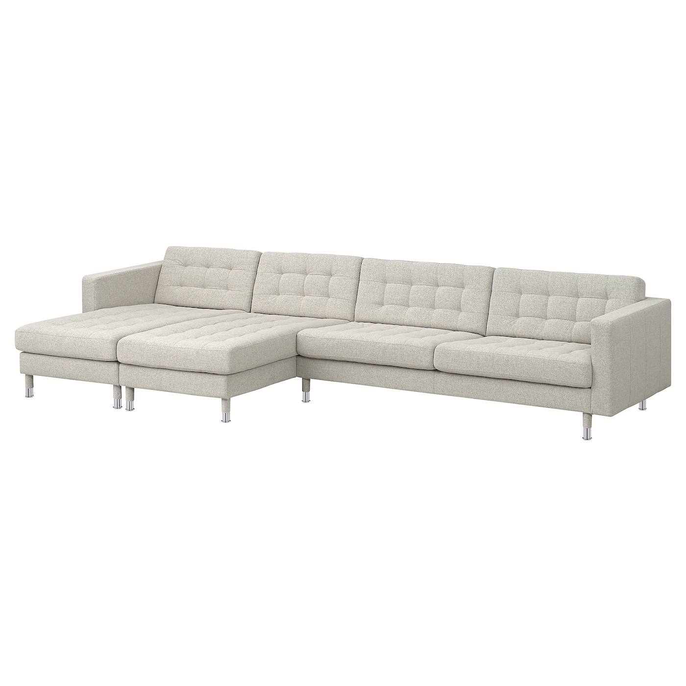 IKEA LANDSKRONA sofa 5-częściowa, z szezlongami Gunnared/beżowy metal, Wysokość: 78 cm