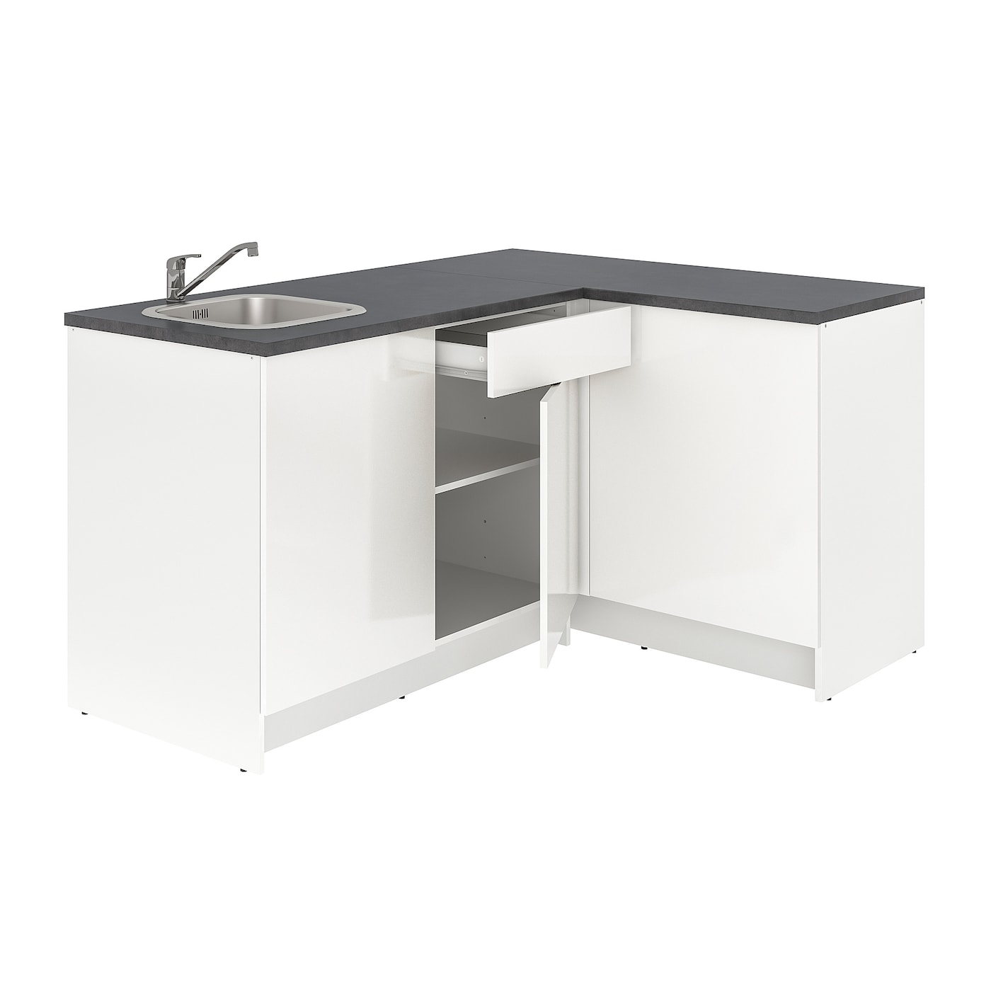 IKEA KNOXHULT kuchnia narożna, połysk/biały, 183x122x91 cm