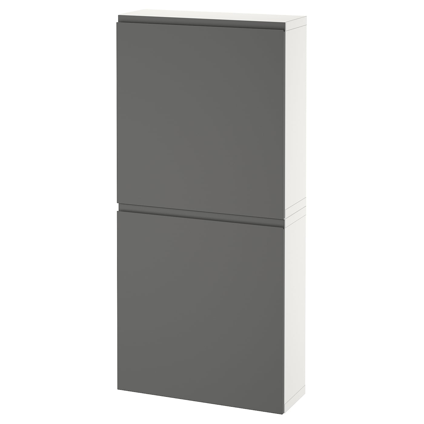 IKEA BESTÅ szafka śc/2 drzwi, biały/Västerviken ciemnoszary, 60x22x128 cm