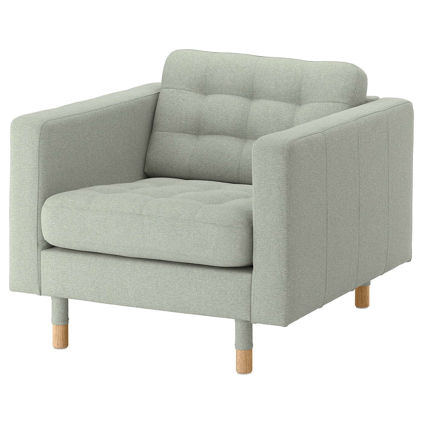 IKEA LANDSKRONA fotel, Gunnared jasnozielony/drewno, Szerokość: 89 cm