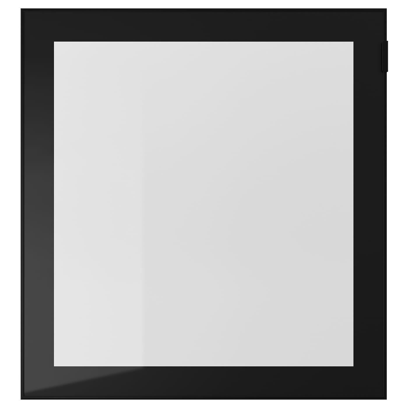IKEA GLASSVIK drzwi szklane, czarny/szkło bezbarwne, 60x64 cm