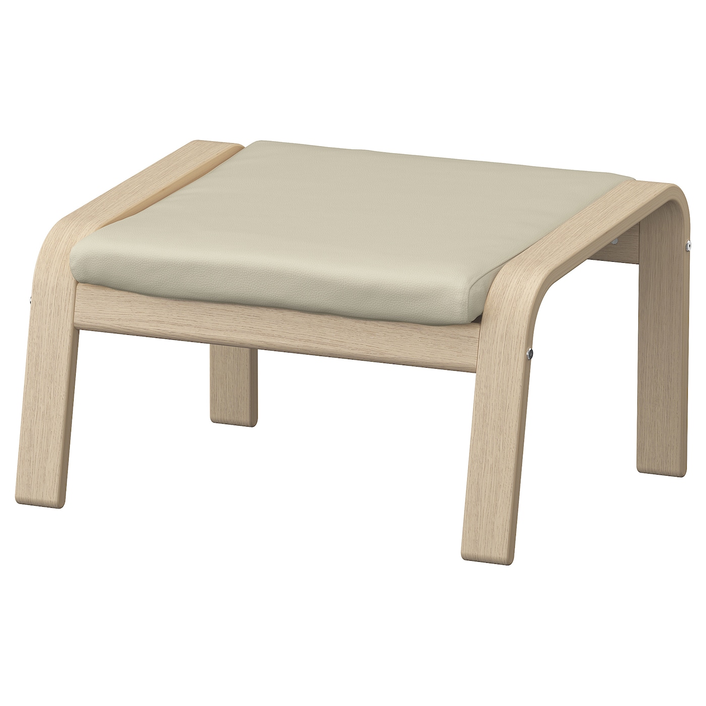 IKEA POÄNG podnóżek, okleina dębowa bejcowana na biało/Glose złamana biel, Szerokość: 68 cm